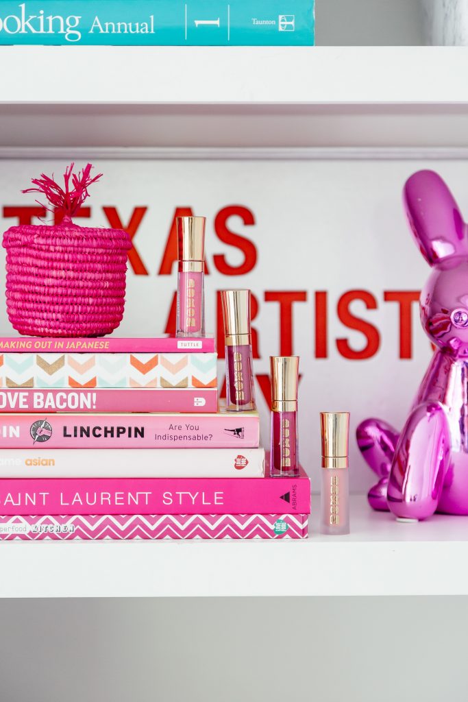 pink shelf decor